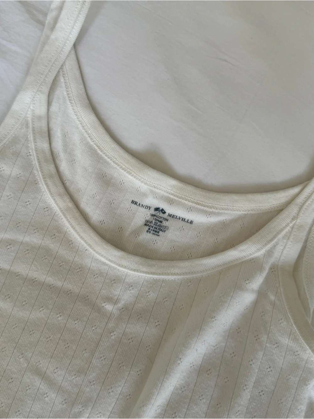 Brandy Melville Cream Eyelet Knit Tank - Picture 2 of 2